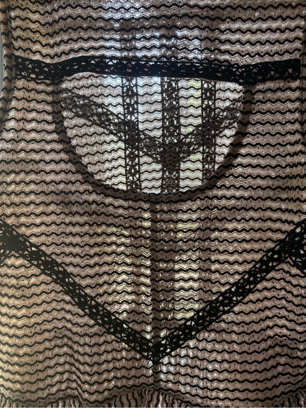 Free People Black & Taupe Crochet Lace Peplum Tank, Open Back, M - Picture 4 of 6